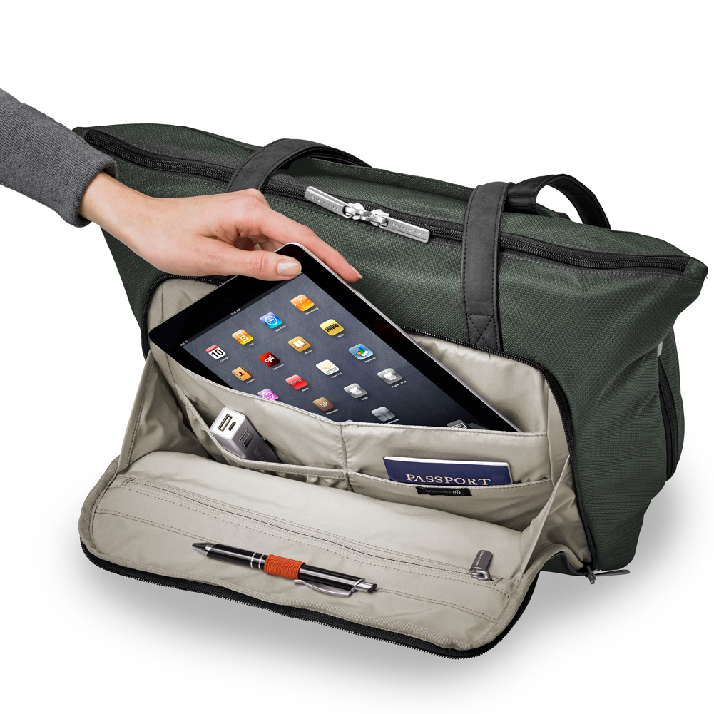 Hunter Green Front Organization Pocket Has Tablet Sleeve