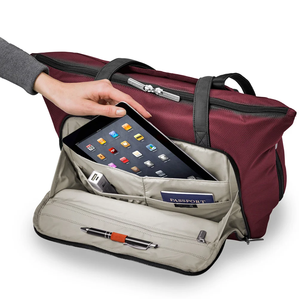 Burgundy Front Organization Pocket Has Tablet Sleeve