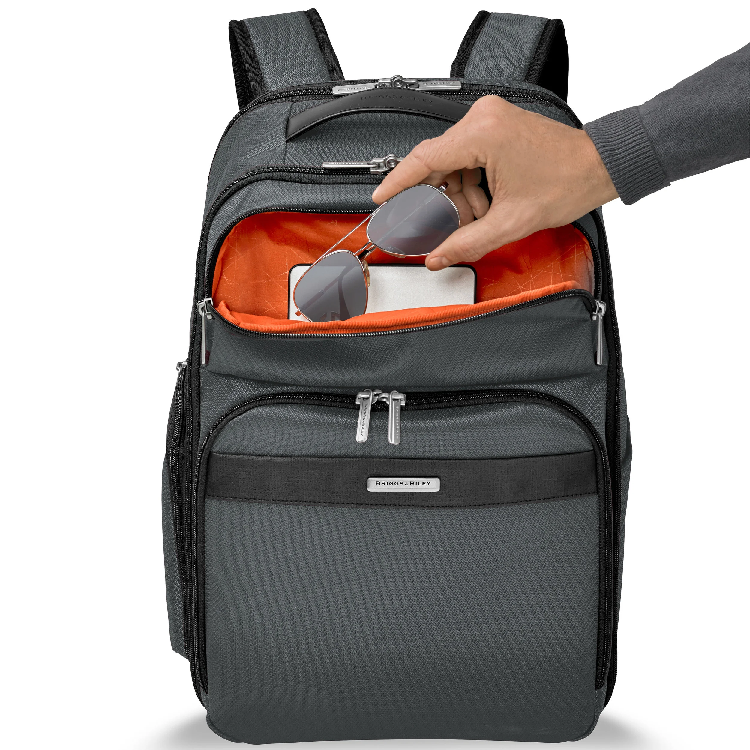 Grey Backpack Has SpeedThru Pocket For Sunglasses