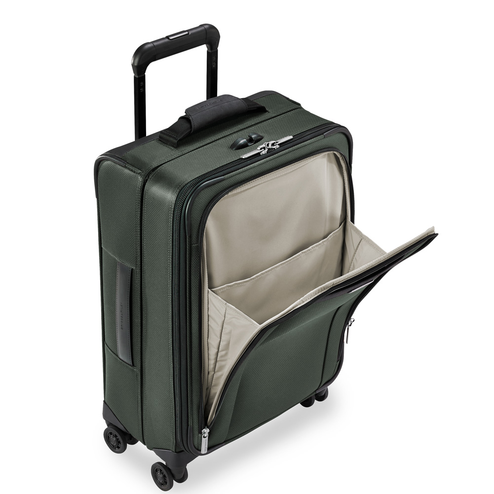 Dark Green Carry On Has U Shaped Front Pocket