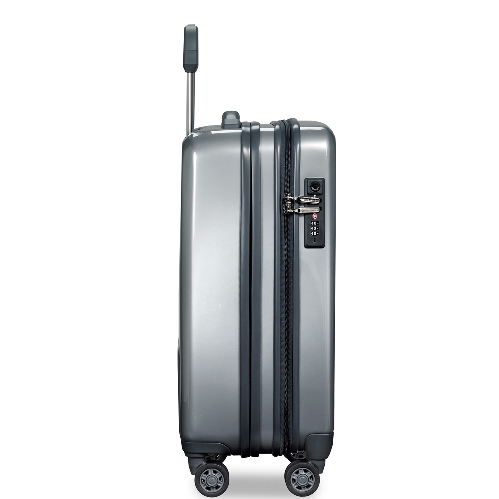 Built In Lock Sympatico Silver International Carry-On Expandable Spinner