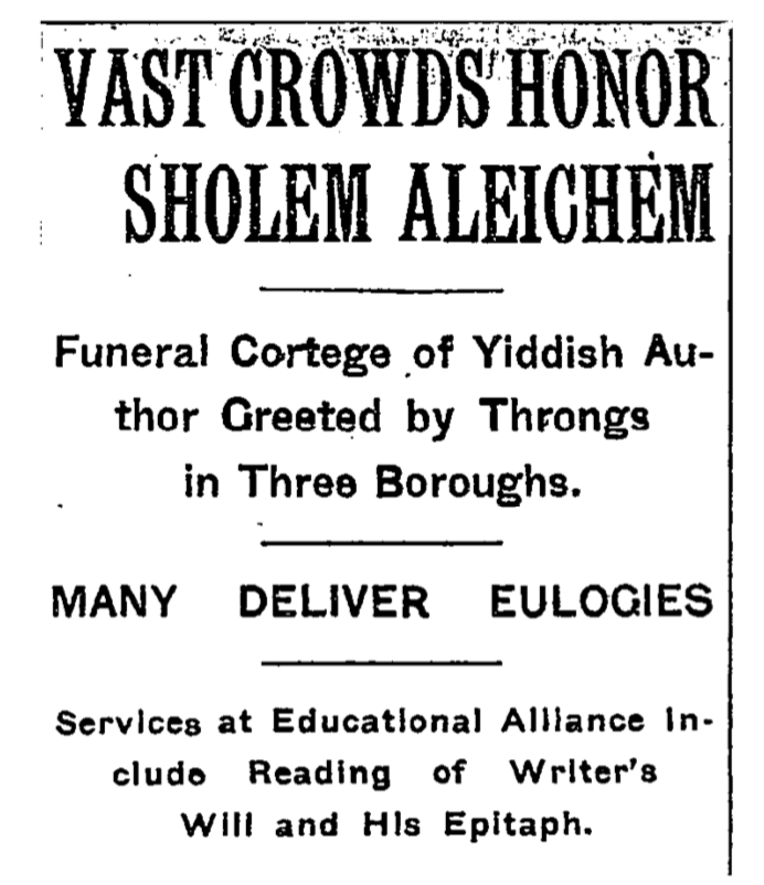 Sholem Aleichem NYT funeral 1916.png