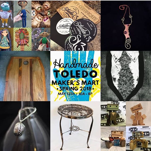 Pegboard Press will be at @handmadetoledo tomorrow for Maker's Mart: Spring  2018, booth 37 (right as you walk in to the event)! Come check out the various prints for sale, learn about upcoming workshops, and also check out the excellent ceramic work