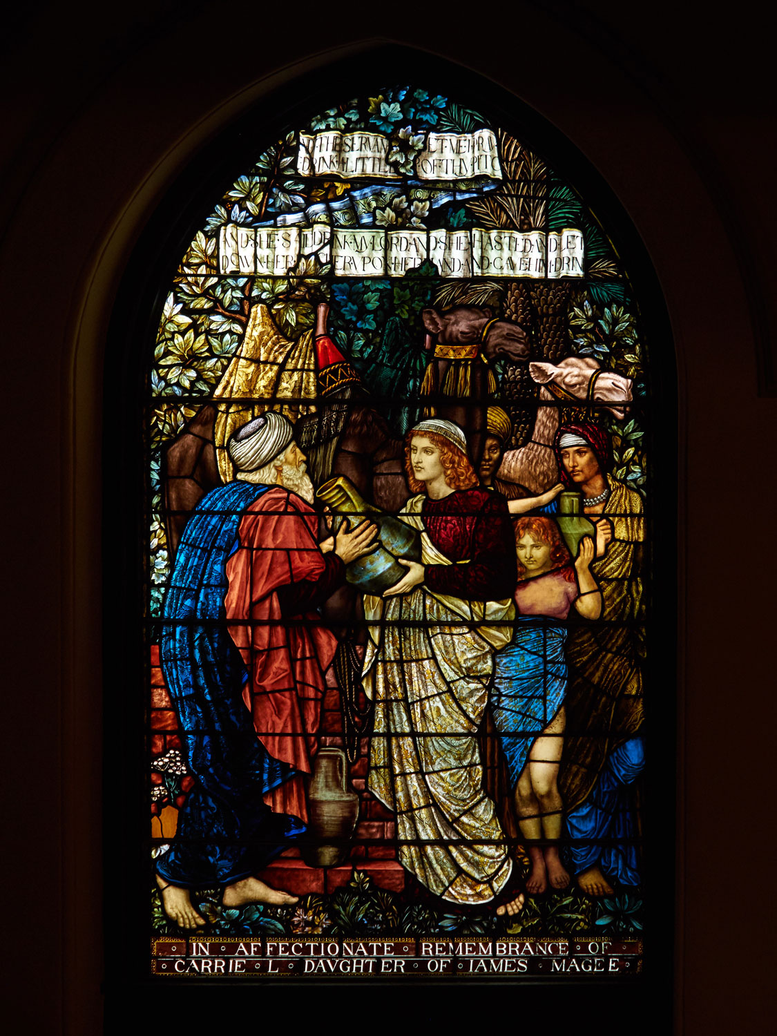 Designed by Henry Holiday for James Powell & Sons, Rebekah at the Well with Eliezer, 1879-1880