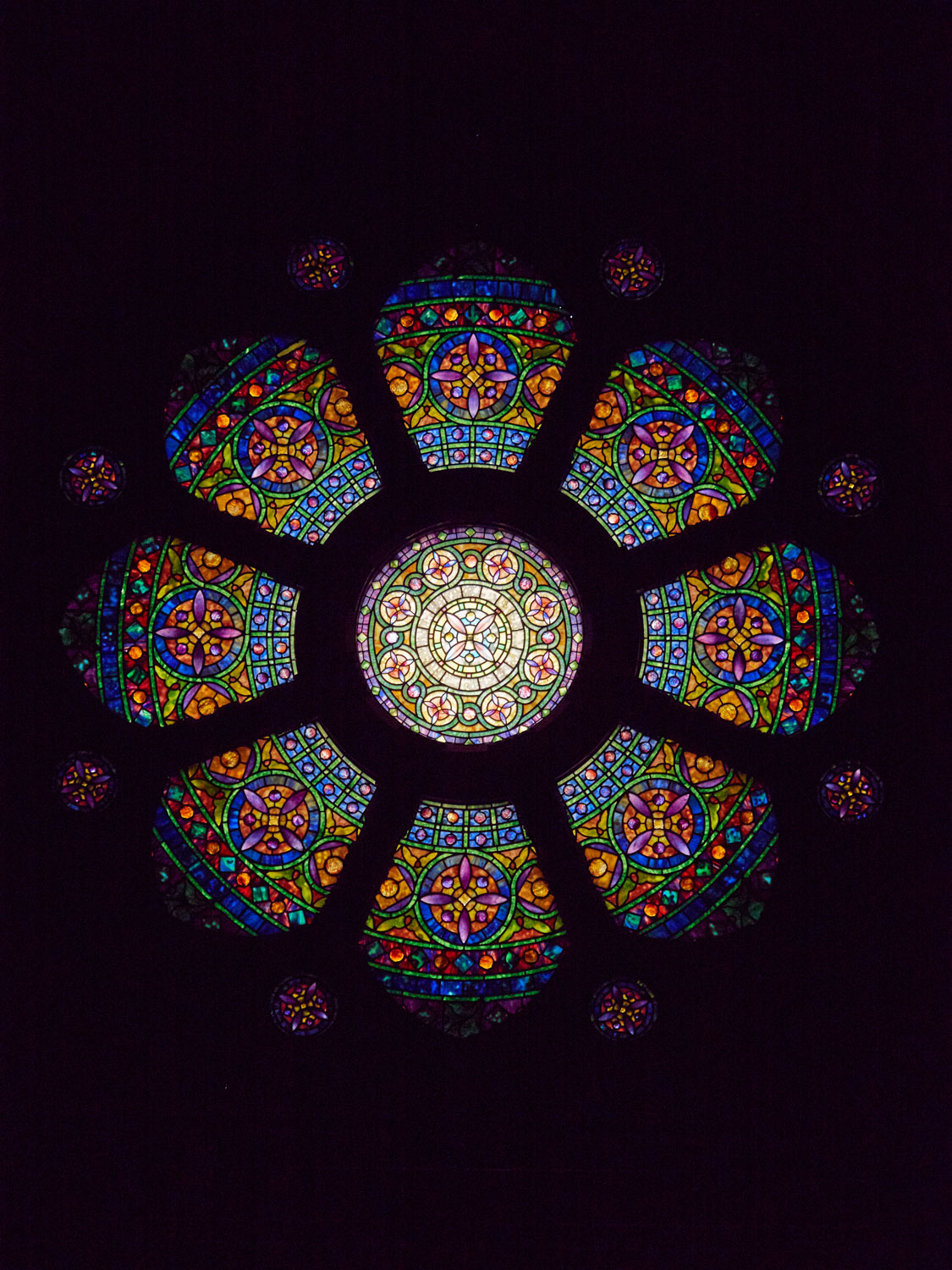 Tiffany Studios, Baird Ornamental Rose Window, 1914