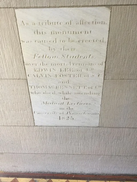 John Struthers, Grave marker for 3 Penn med students, 1825