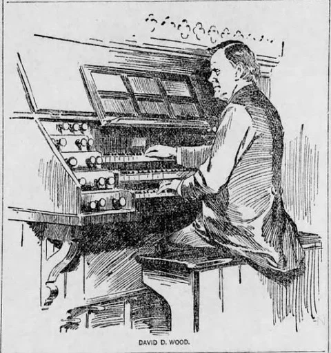 David D. Wood at St. Stephen's Simmons pipe organ in March 1894