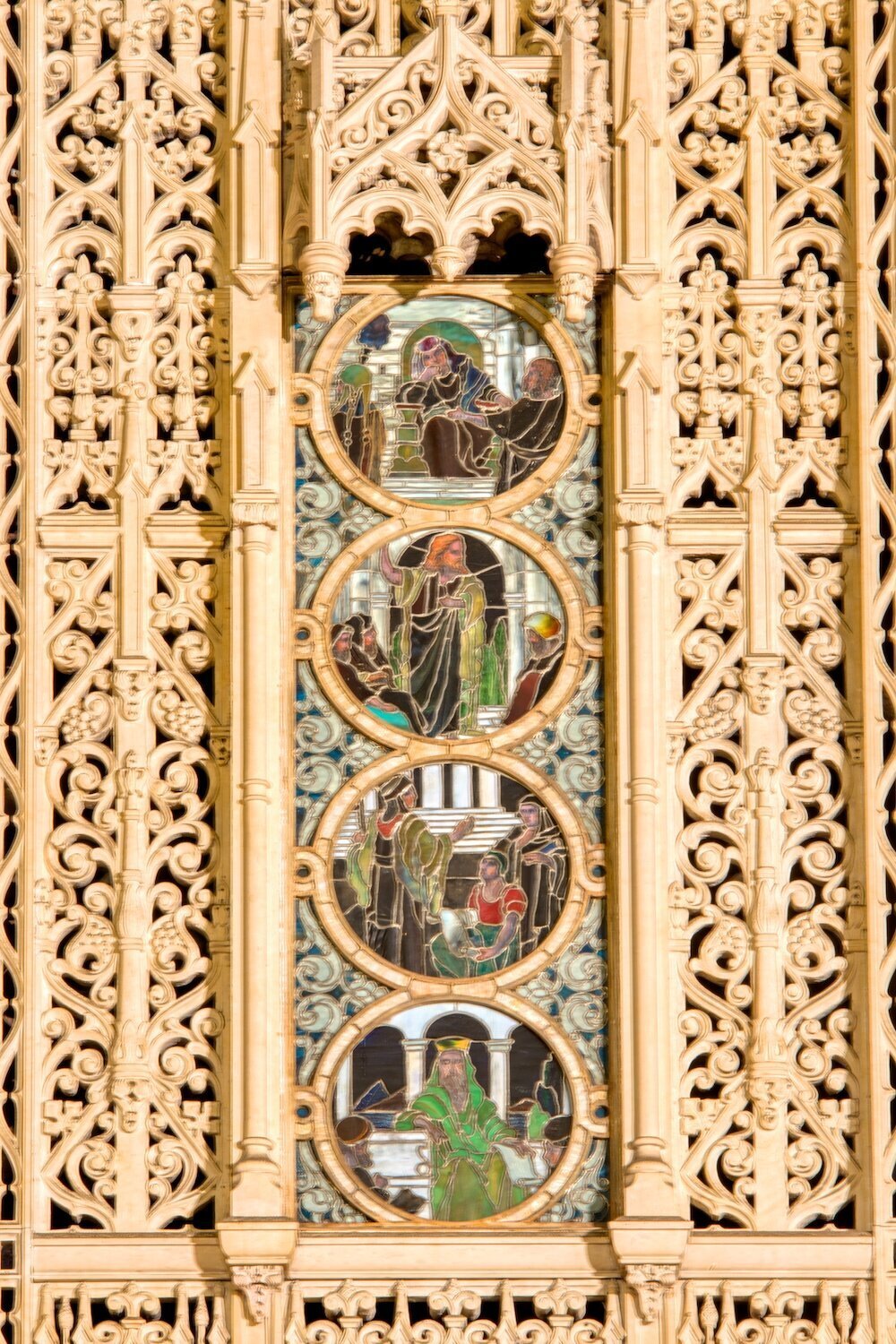 Tiffany Studios, Detail of Life of St. Stephen altar screen (left panel), c. 1917