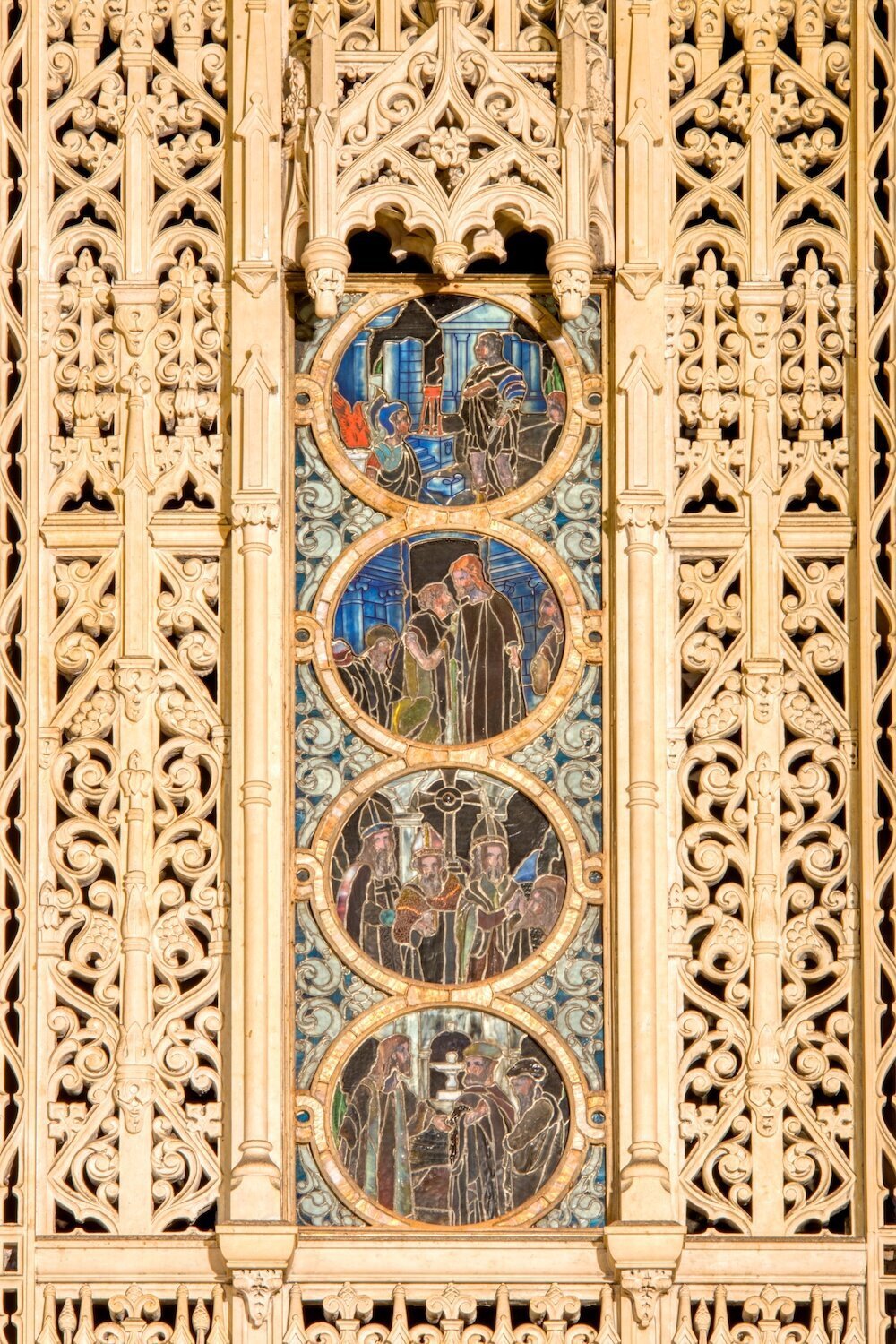 Tiffany Studios, Detail of Life of St. Stephen altar screen (right panel), c. 1917