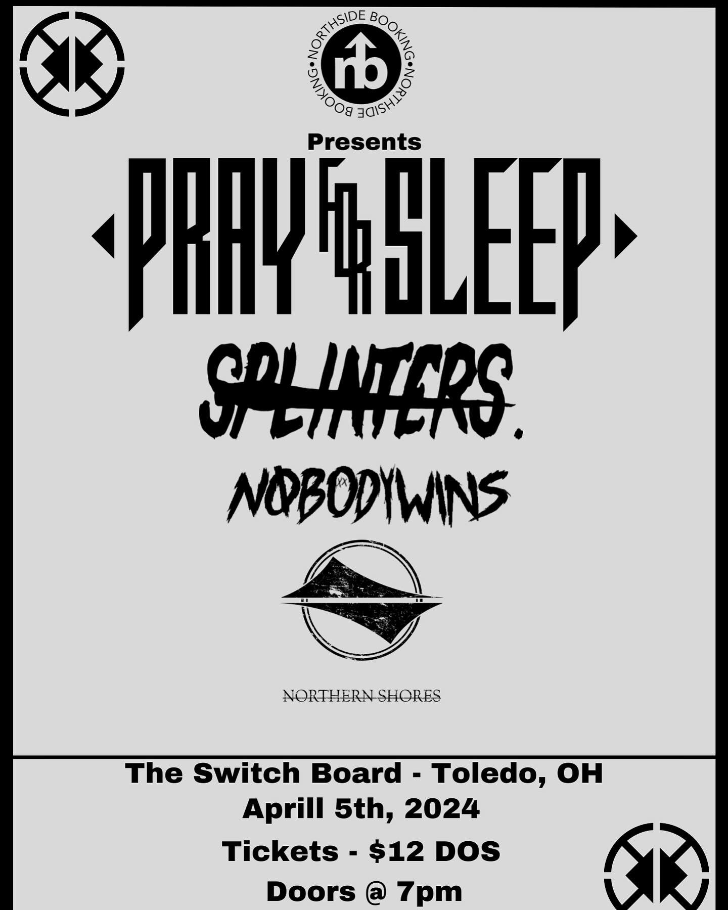 🚨APRIL 5TH🚨
We will be @switchboard_419 with @splinters.band @nobodywinsofficial @northern_shores !
&bull;
If you are looking for pre sale please contact @northsidebookingco Instagram. 
&bull;
&bull;
#explorepage #toledoohio #metalmusic #originalmu