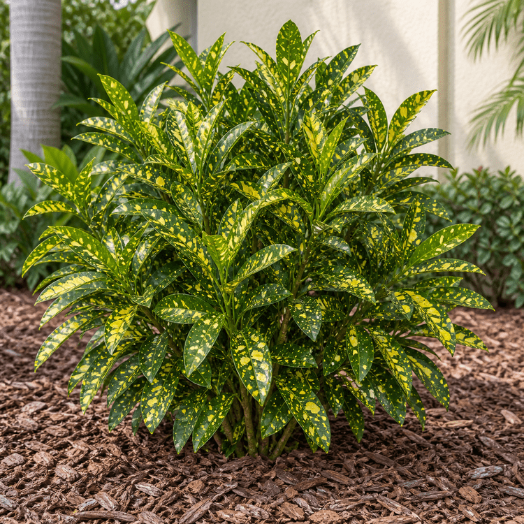AI illustration: Gold Dust croton for a Tampa-area landscape