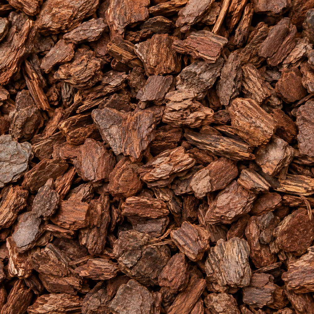 AI-generated showroom illustration of Mini Pine Bark Mulch