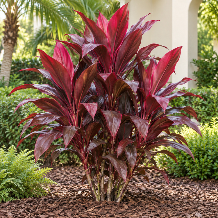 AI illustration: Red ti plant for a Tampa-area landscape