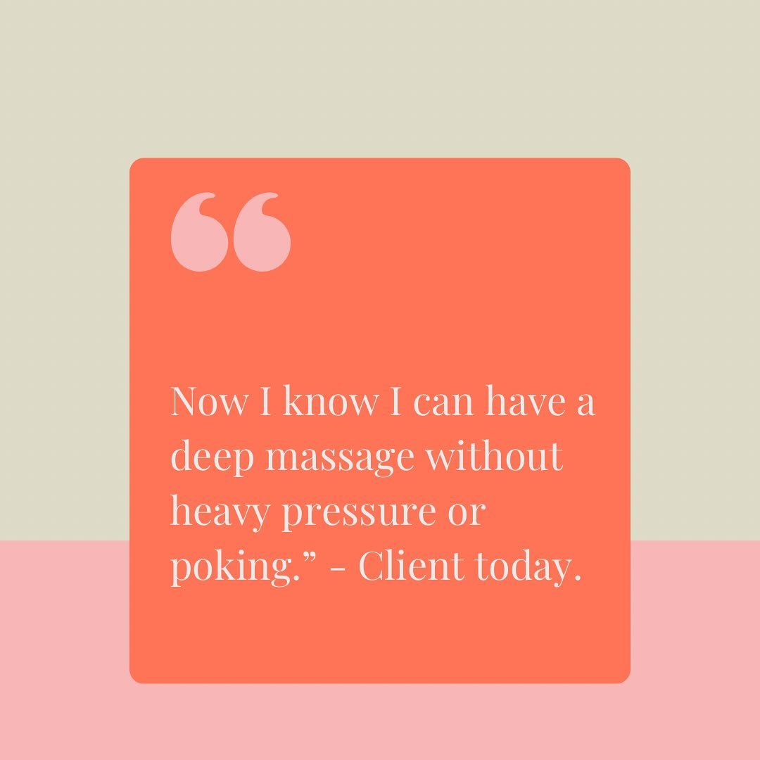 This came from a new client today, who&rsquo;s been getting massage for relaxation, stress and pain relief for decades. 

Currently, they are going through a health crisis, and I adapted my approach accordingly. 

This seems to be the takeaway when a