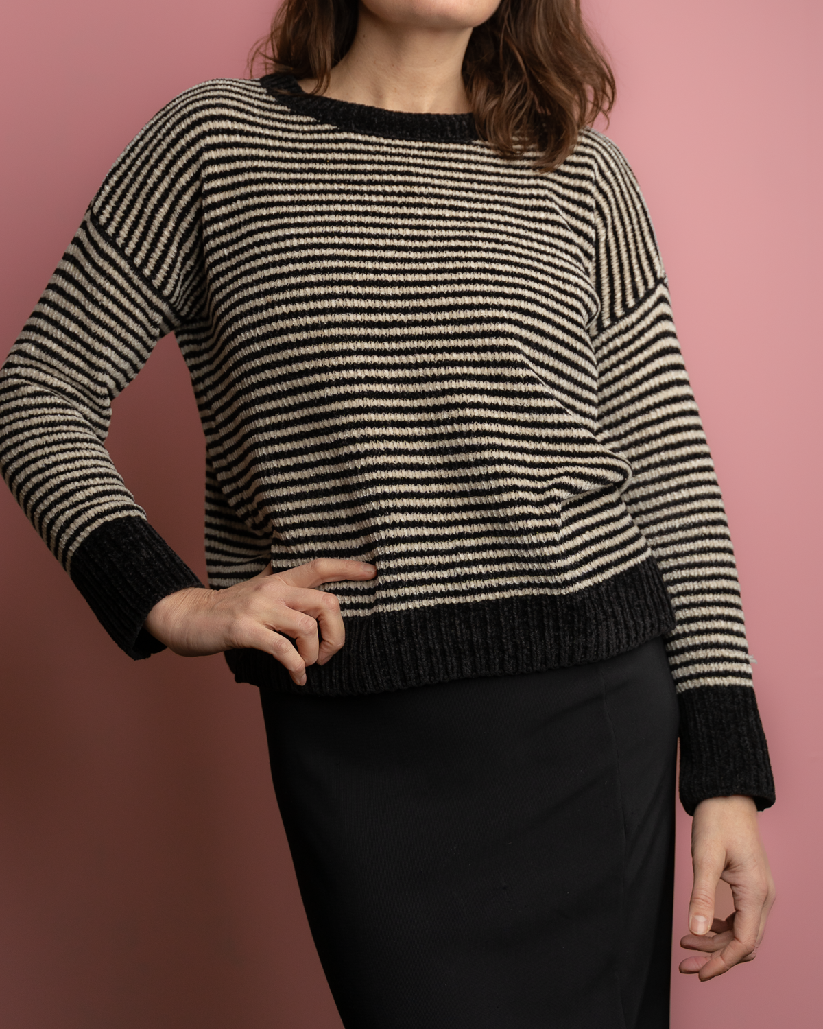 Cozy Classic Chenille Stripe Sweater