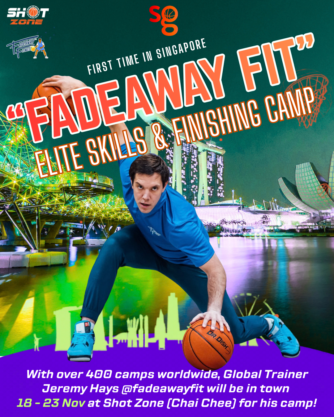 @fadeawayfit Coach Jeremy Hays in Singapore with SG Basketball for his elite skills and finishing camp