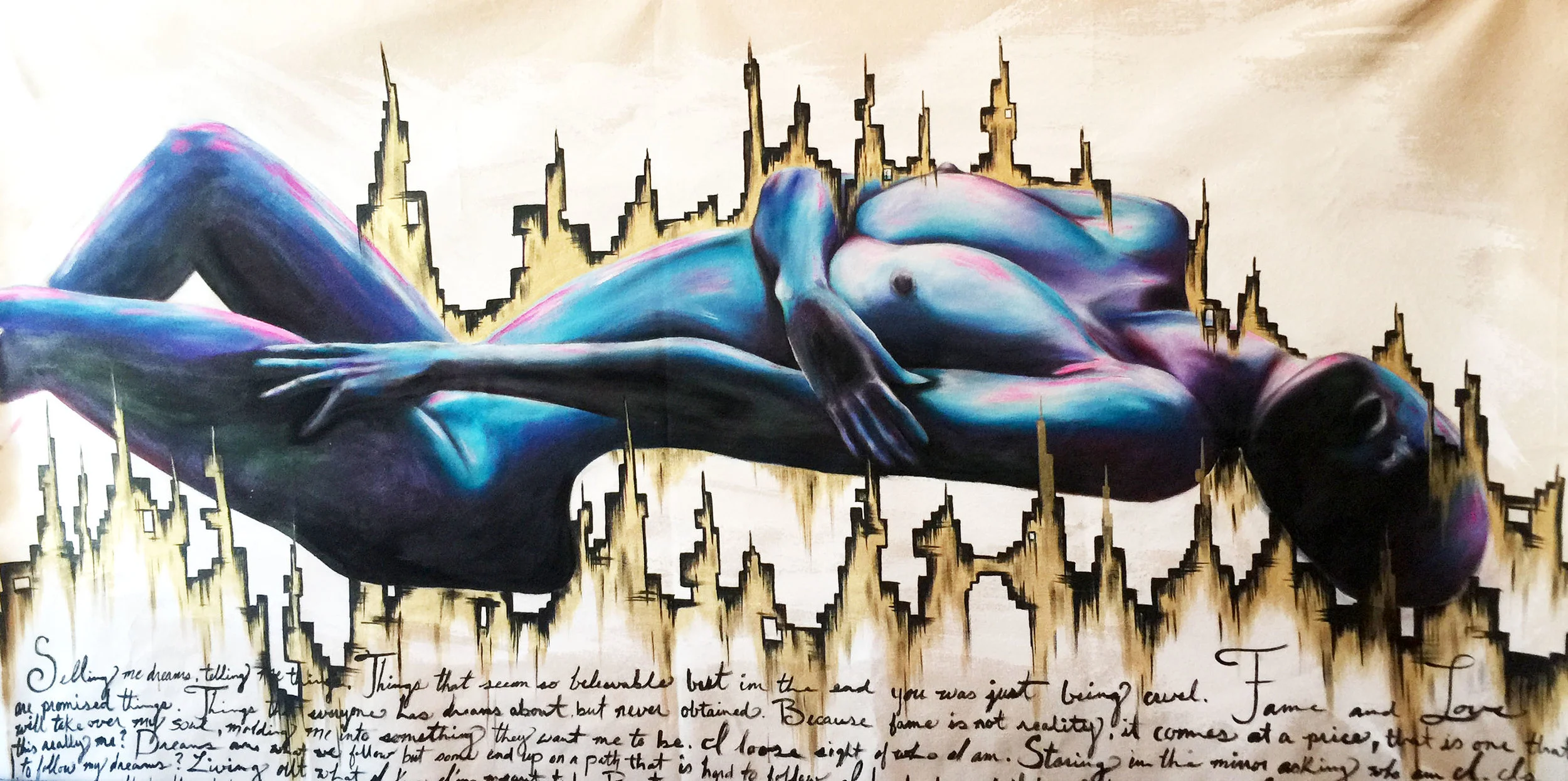 "Unfinished Dreams" acrylic on canvas 37"x72"