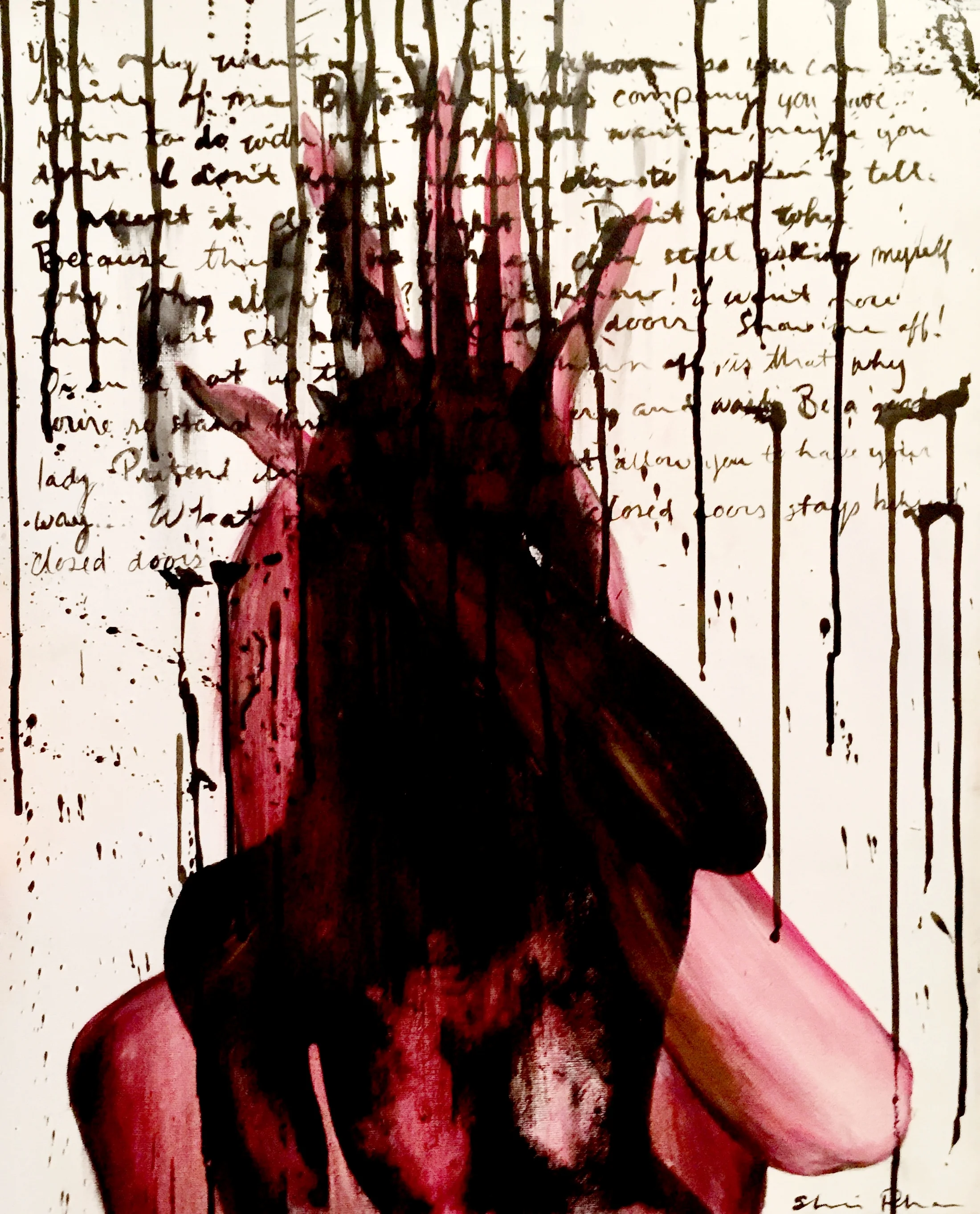 "Behind closed doors" acrylic on canvas 16"x20"