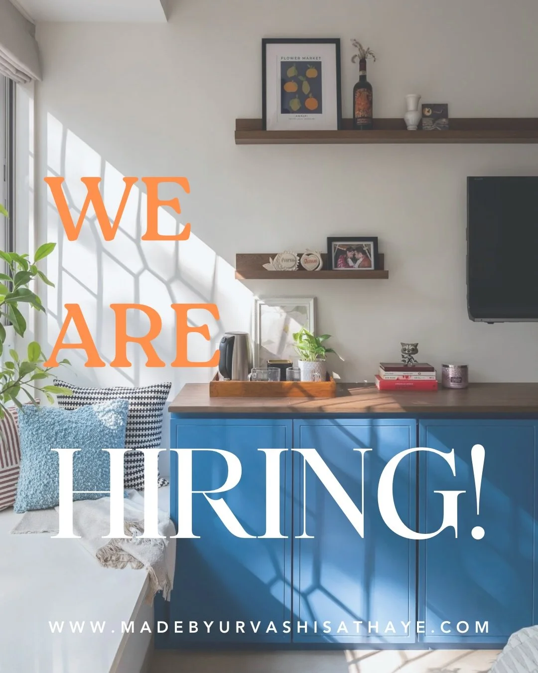 It&rsquo;s March, and we are marching forward and growing our team. 

Looking for an eager, spirited junior designer, who is sincere and passionate to grow in their design journey. 

Send your resumes and portfolio at hello@madebyurvashisathaye.com 
