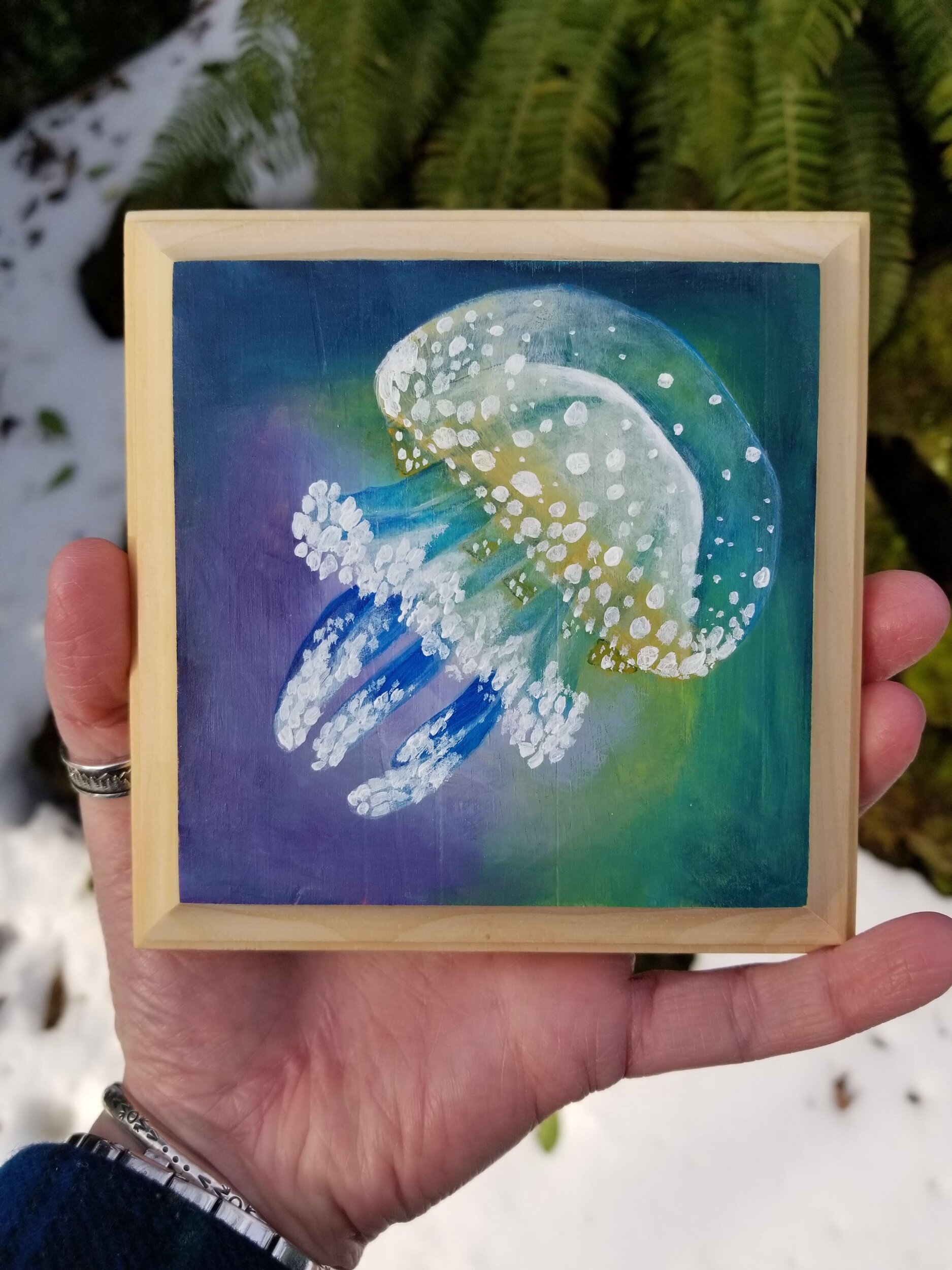 Polka Dot Jelly, acrylic on wood 5”x 5”