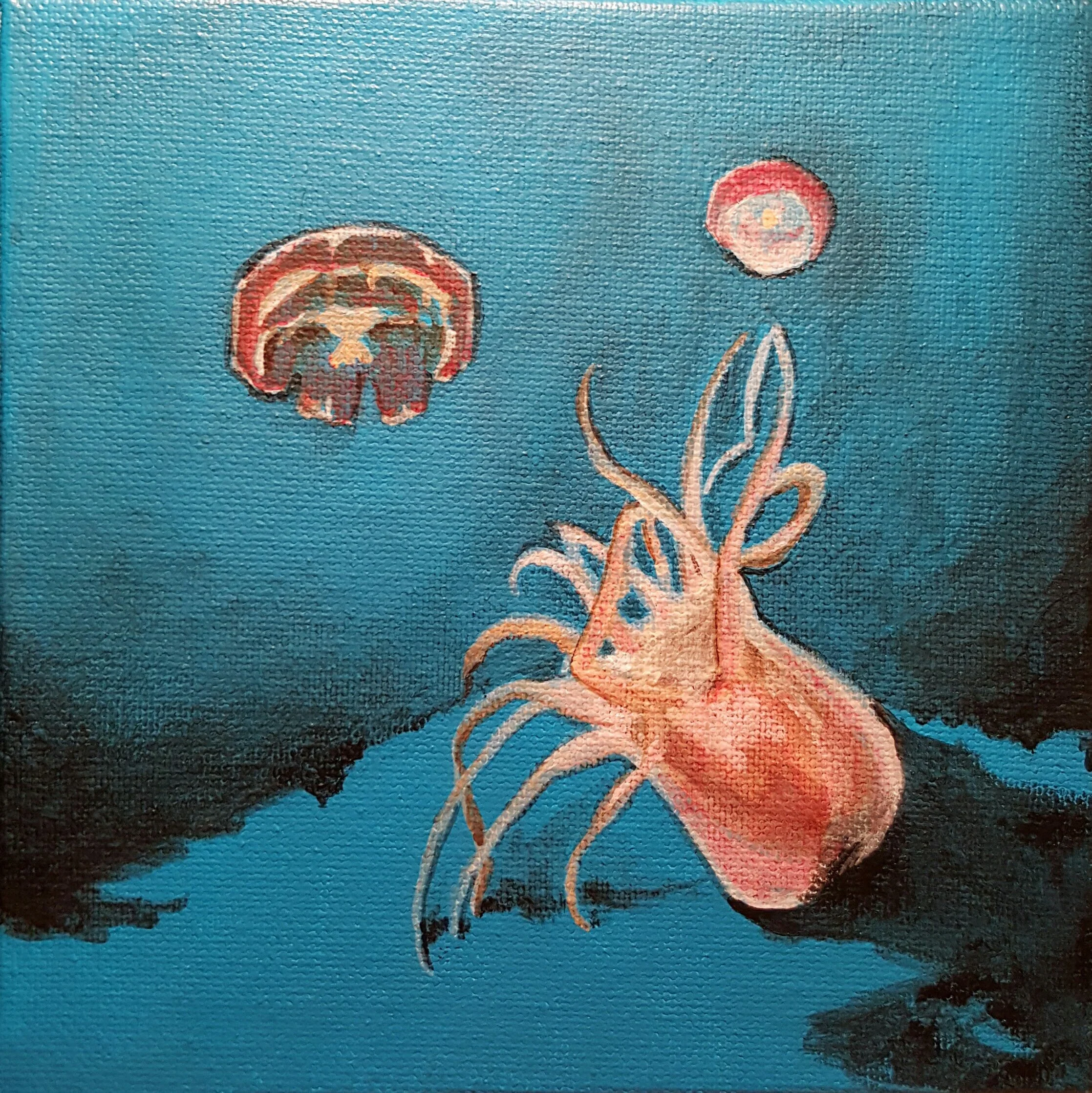 Baby Maker, acrylic on canvas 6”x6”