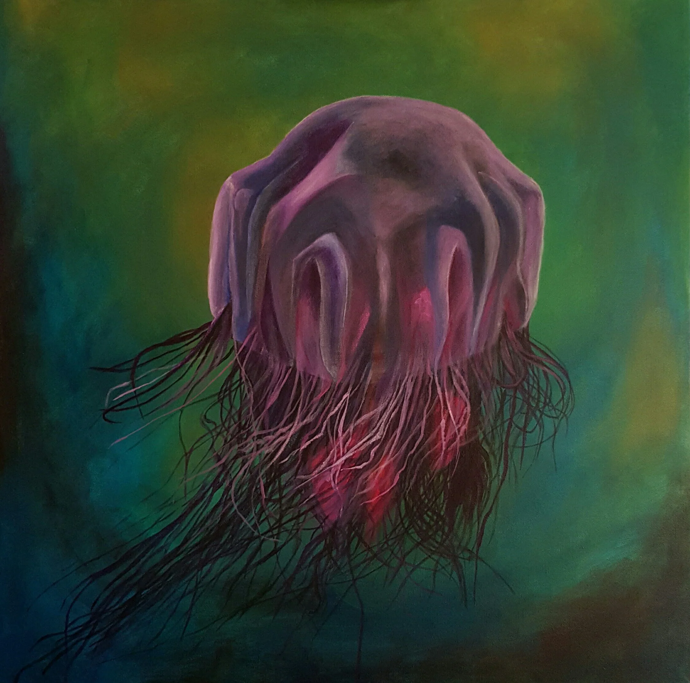 Mature Lion’s Mane Jelly, acrylic on canvas 24”x 24”