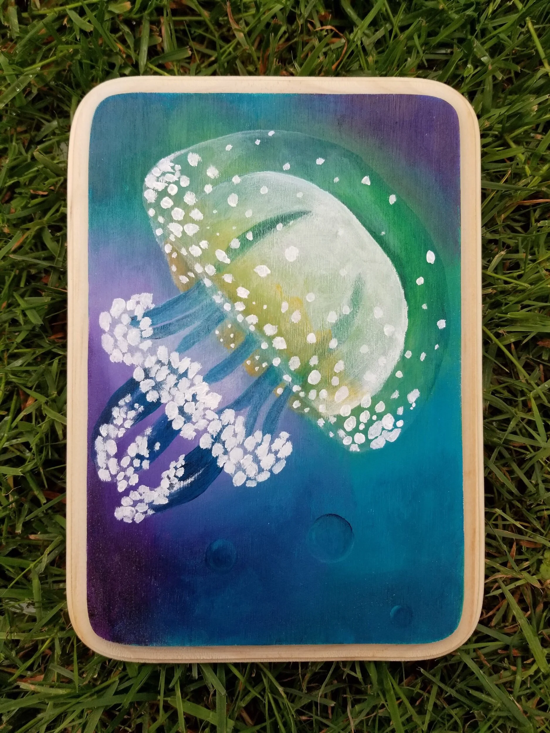 Polka Dot Jelly #2, acrylic on wood 5”x7”