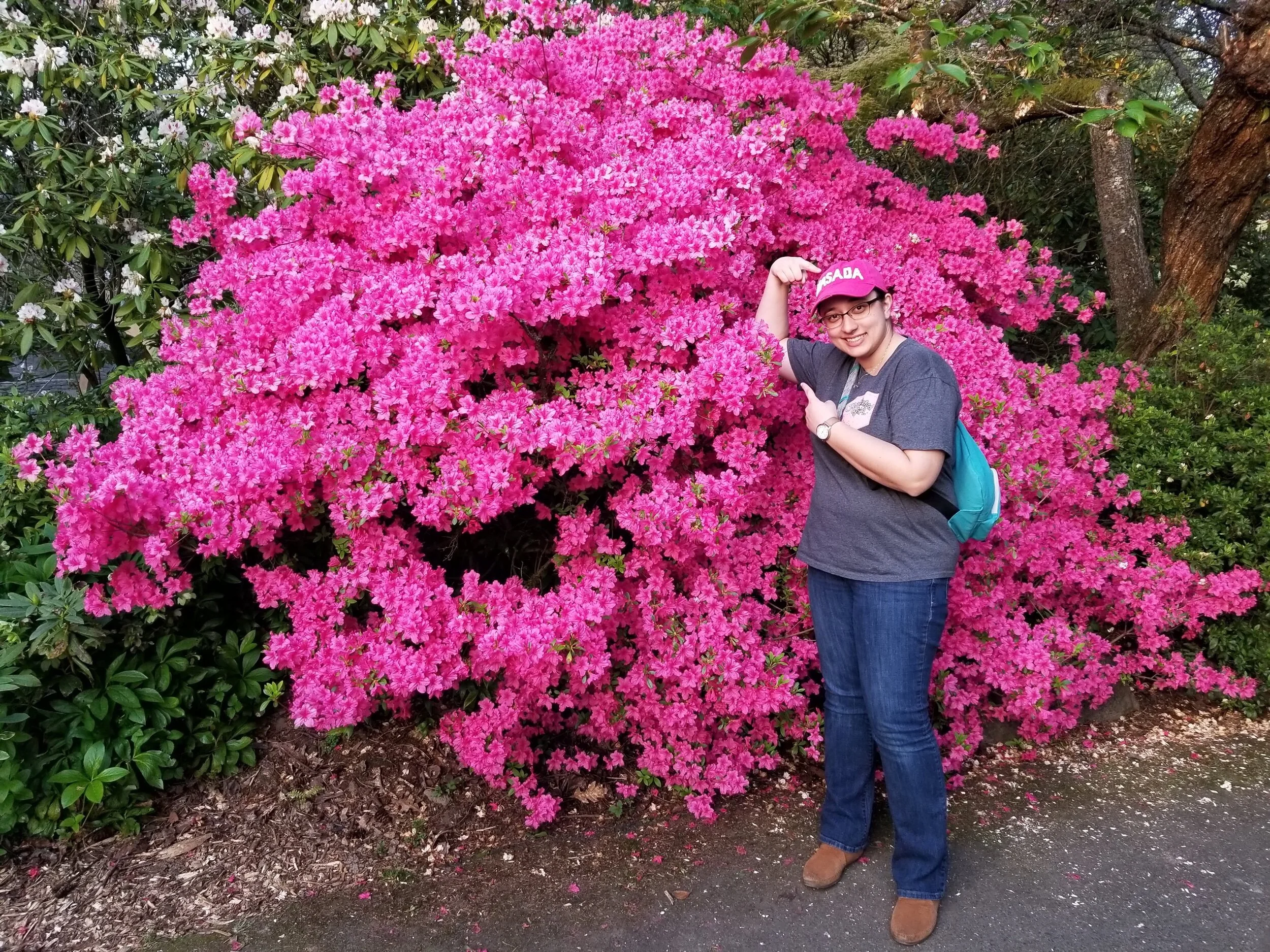 My friend Megan found azaleas to match her hat!