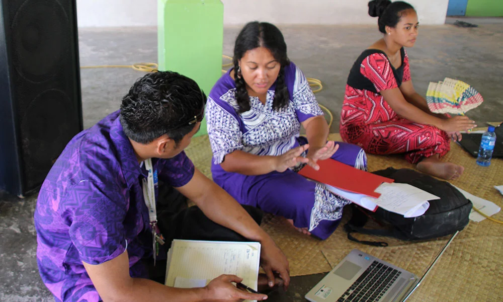 Community consultations on the TCAP project happening. Nanumea Island, Tuvalu, Nov 2017. Photo: UNDP/Jone Feresi