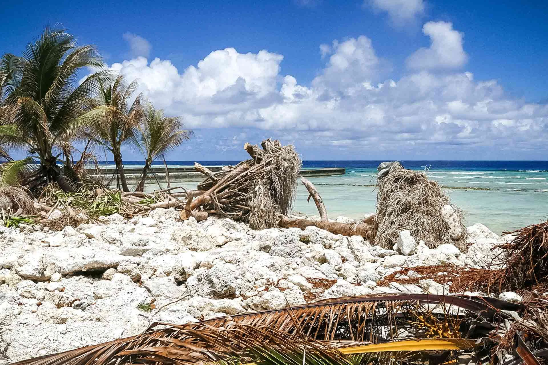 The wave surge caused by Cyclone Pam destroyed large parts of Tuvalu's ocean facing coastline. Photo: Silke von Brockhausen/UNDP