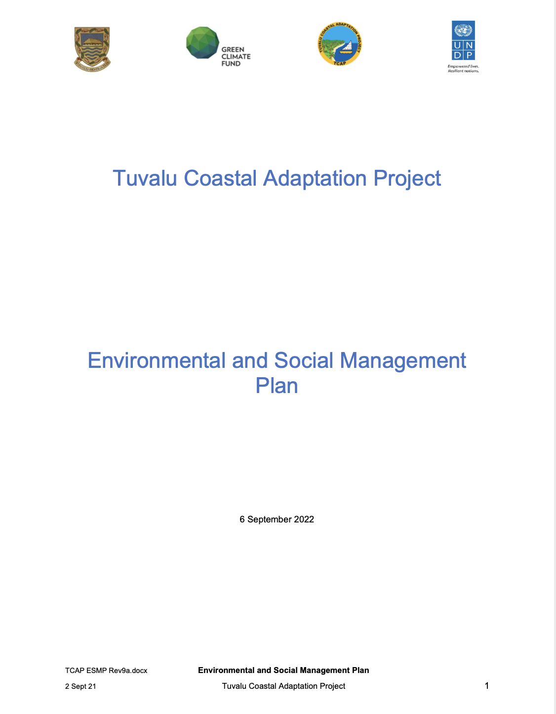 Tuvalu Environmental and Social Management Plan