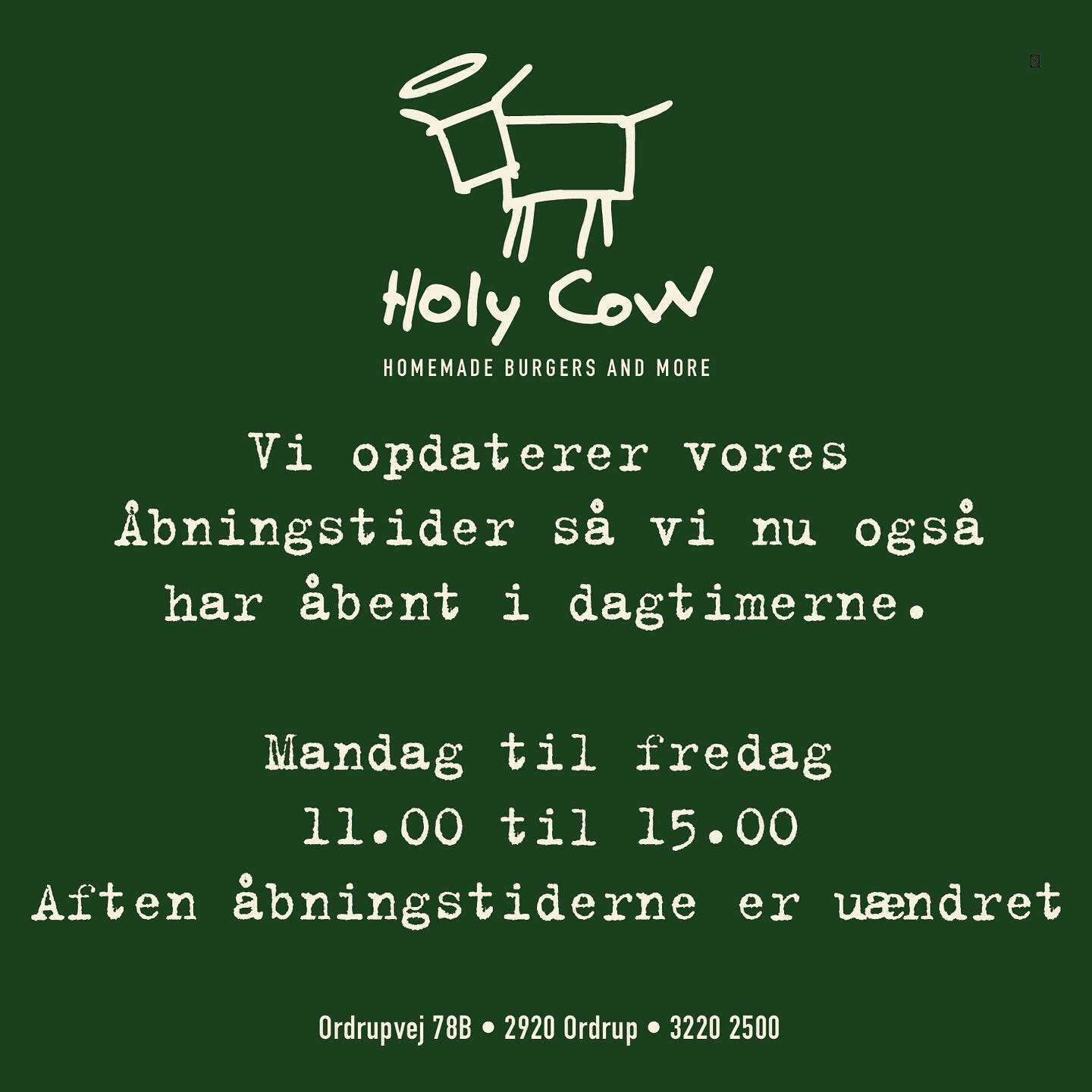 Nu ogs&aring; om dagen... #holycowdk #holycow #holycowburger #ordrupvej78b