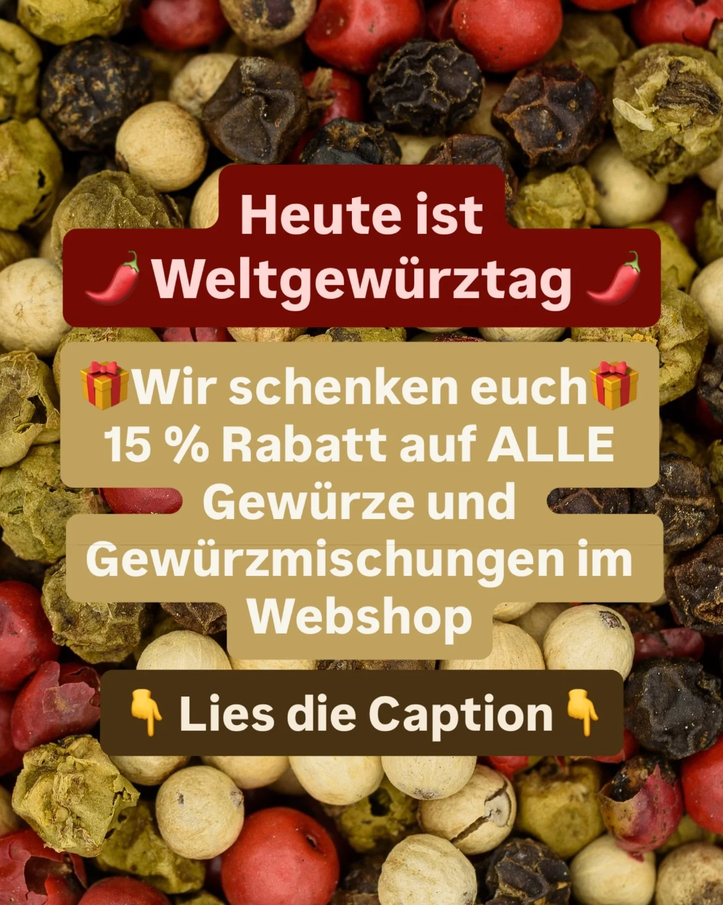 Morgen ist es soweit: Der WELTGEW&Uuml;RZTAG! 🎉 Und das feiern wir standesgem&auml;&szlig;, denn Gew&uuml;rze sind  ein wichtiger Teil unseres Sortiments &ndash; seit 1793! Sie bringen Geschmack, Gesundheit und Freude in deinen Alltag.
Darum haben w