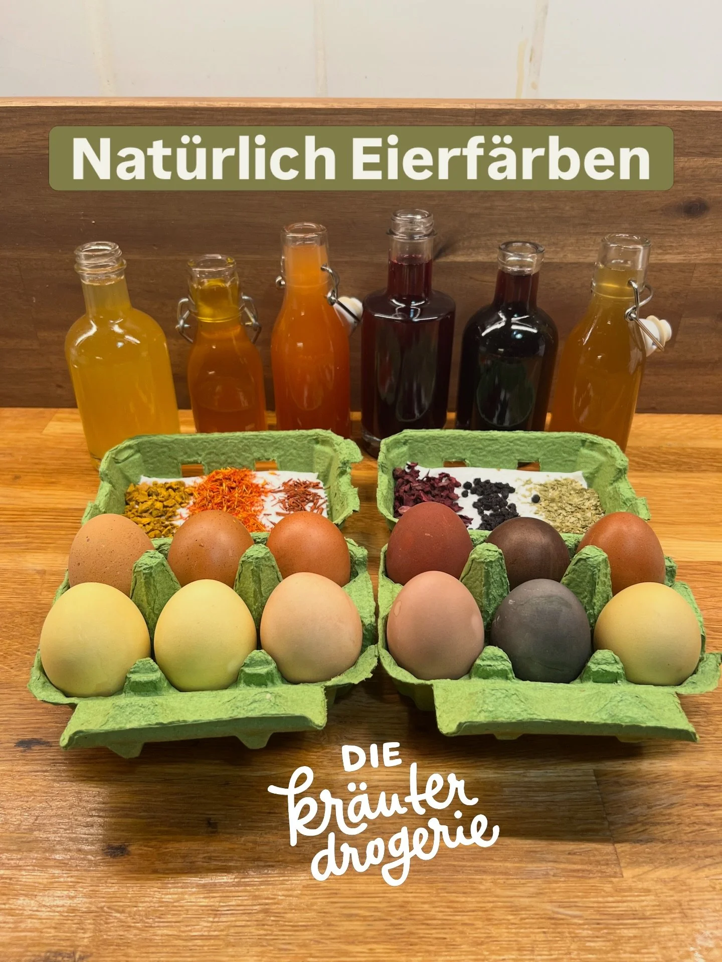 Ostern steht vor der T&uuml;r und wir haben uns dieses Jahr an ein kleines Experiment gewagt: 
Eierf&auml;rben ganz ohne k&uuml;nstliche Farben , daf&uuml;r mit der vollen Kraft der Natur.

Wir haben aus verschiedenen Kr&auml;utern und Pflanzen inten