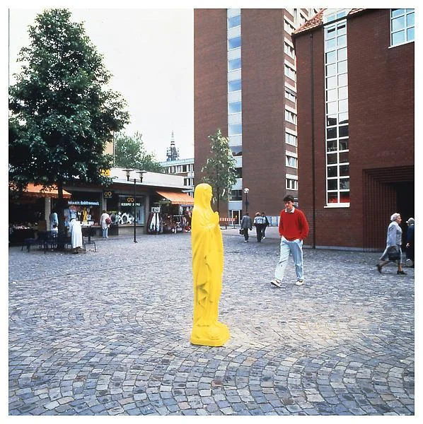Katharina Fritsch, “Lourdes Madonna,” 1987 / various In 1987, this piece - a commission by the city of Munster - was repeatedly damaged while on public display, resulting in multiple versions having to be made. The first version, set in plastic, was stolen and ended up at a police station; the second, molded in cement, had its nose broken off and was regularly sprayed with graffiti. There were no arrests made; the piece was eventually taken down. “People got very emotional,” Fritsch remembered. “In the daytime, people brought candles and flowers and stood there singing and taking photographs. Then in the night, drunken people hit her or sprayed her. I never expected anything like it.”