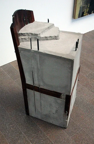 Doris Salcedo (various works) / US Customs
(In 1995, four sculptures by Columbian artist Doris Salcedo were destroyed by U.S. Custom Service officials at NYC’s JFK airport. Pieces of the sculptures - which consisted of furniture molded in concrete - were hammered off as the custom officers searched, unsuccessfully, for narcotics. The sculptures were en route to Pittsburgh’s Carnegie Museum, which filed a claim for the damages with the federal agency.)