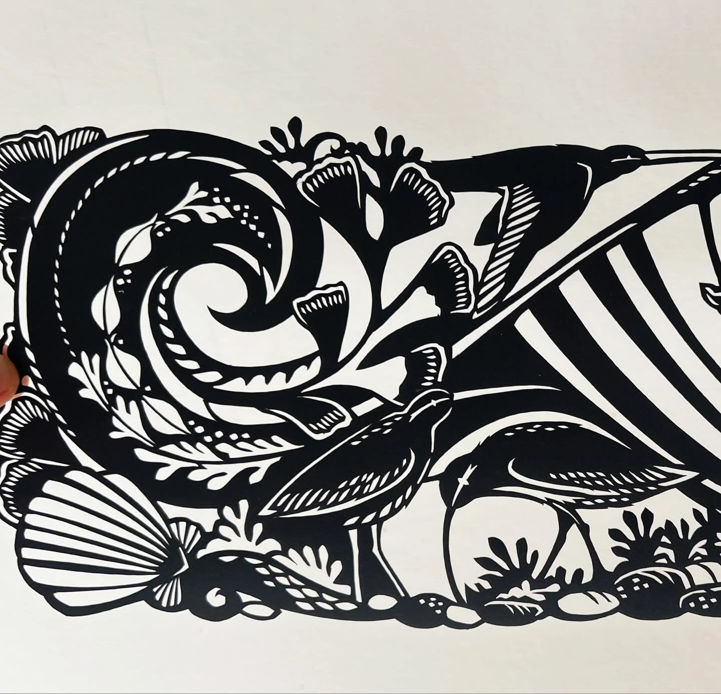 Back at the beach thy is morning walking the pups and getting more inspiration for my upcoming exhibtion at the SOC, aberlady. This is one of the pieces that will be on show there - inspired by my winter walks at the beach. #emilyhogarth #papercuttin