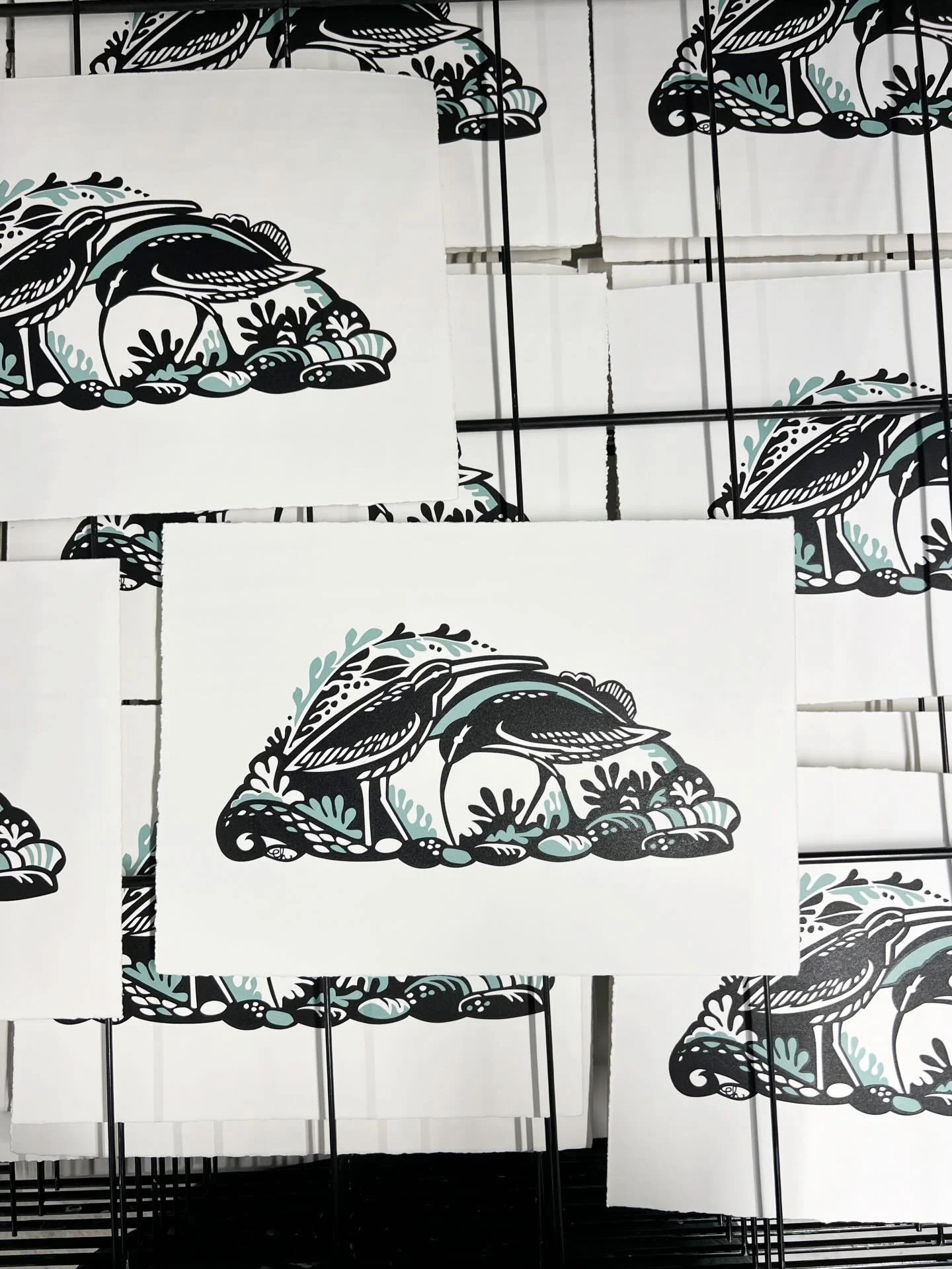 I was back at @edinburghprintmakers yesterday finished off an edition and creating this new one of Curlews too! Always love being in the print room and hoping this year to be there a lot more. All these new prints will be available to see at the @soc