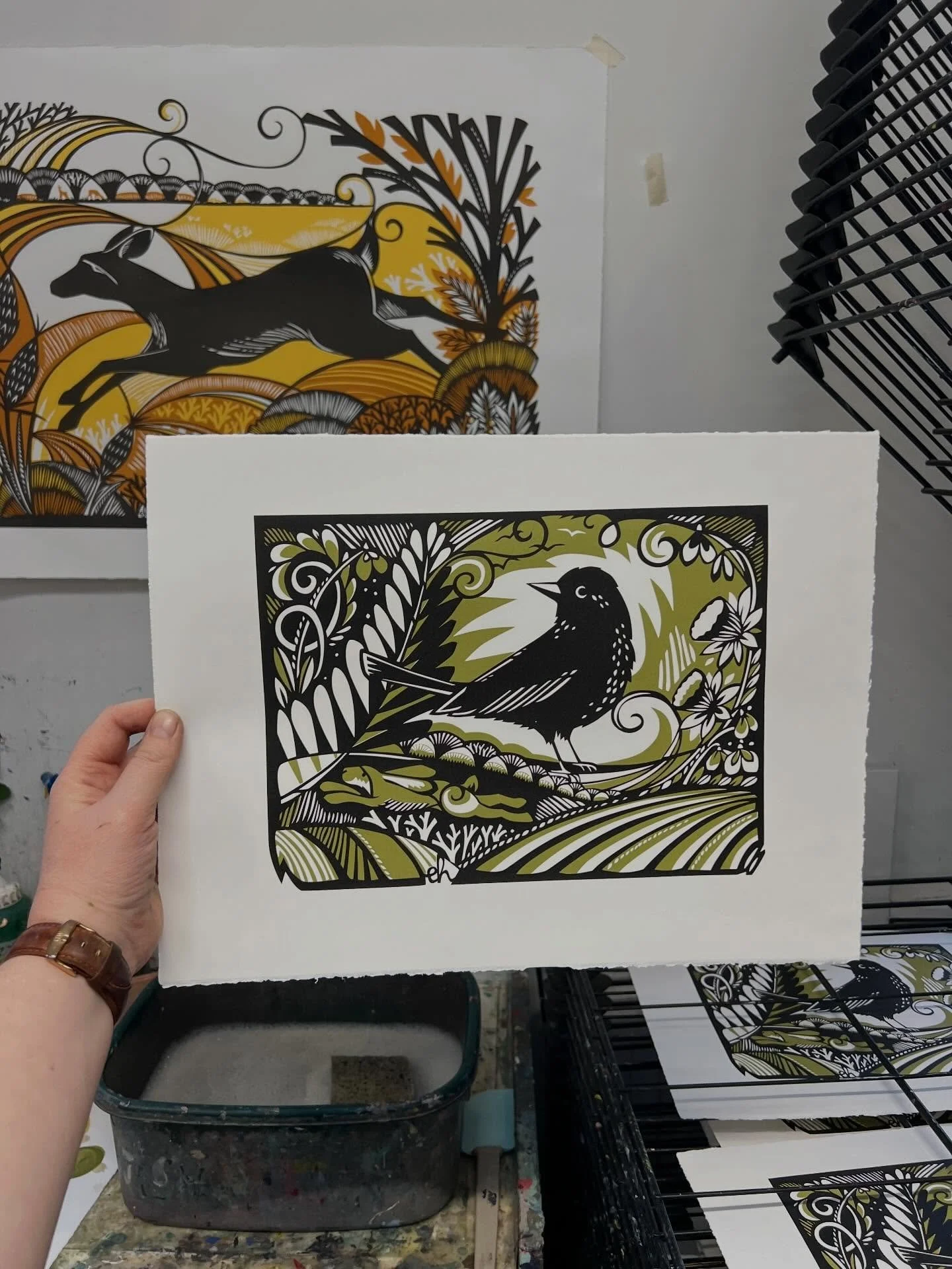 It was the Spring Equinox this weekend and for us here in the Uk the clocks spring forward this weekend. This print is titled &lsquo;Spring Equinox&rsquo; and captures some of what is happening around us right now - busy blackbirds, hares in the fiel