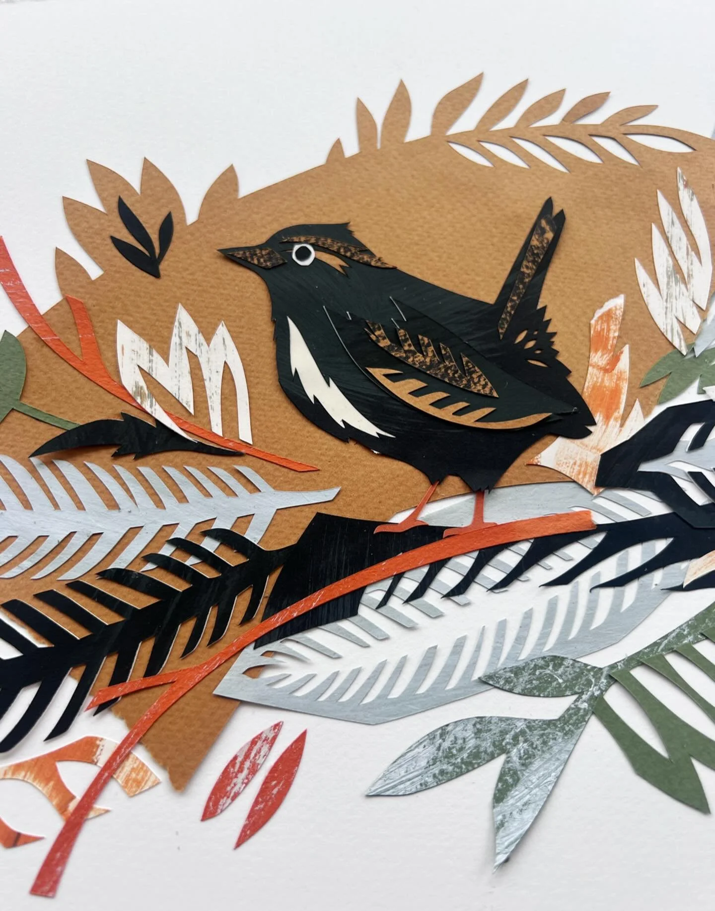 A new little wren #emilyhogarth #papercollageart #wren
