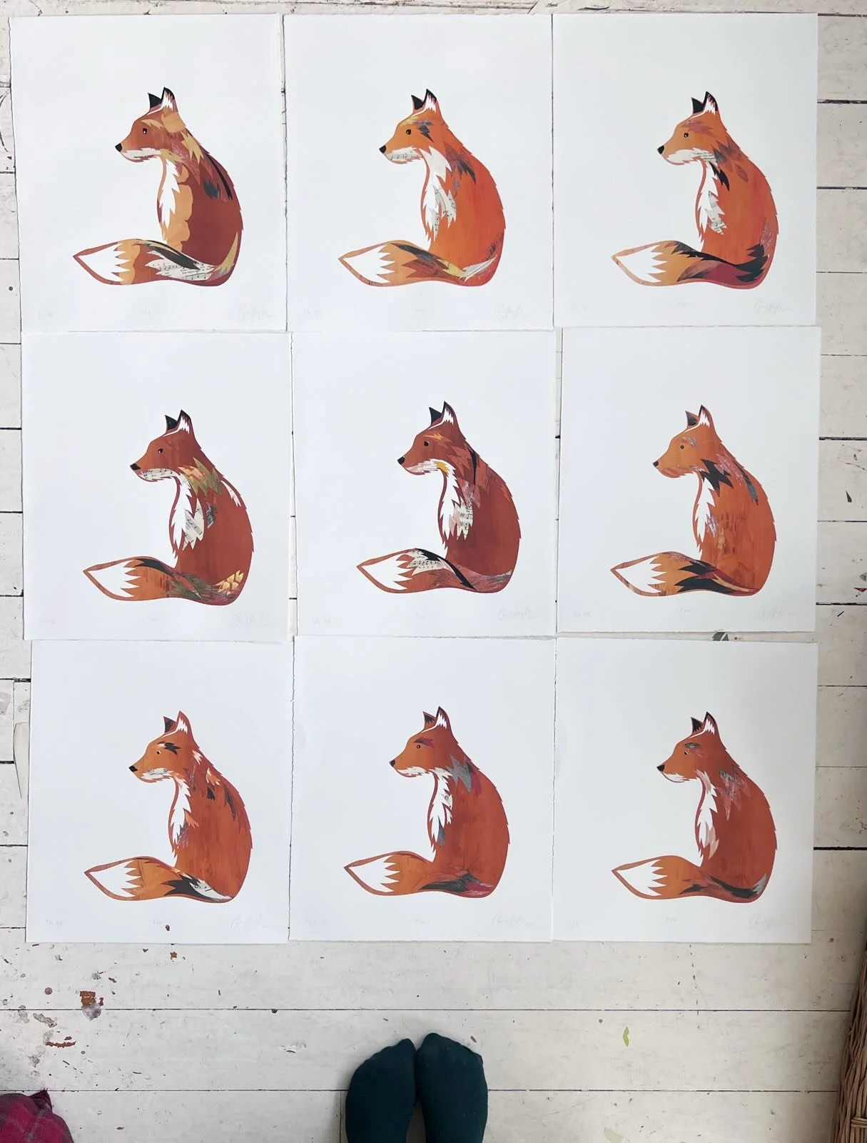 All the foxes! 🦊 I screenprinted these foxes a while ago not sure what to do with them. But over the last week or so I have collages each one ready for some new homes. Which one would be your favourite? #emilyhogarth #foxes