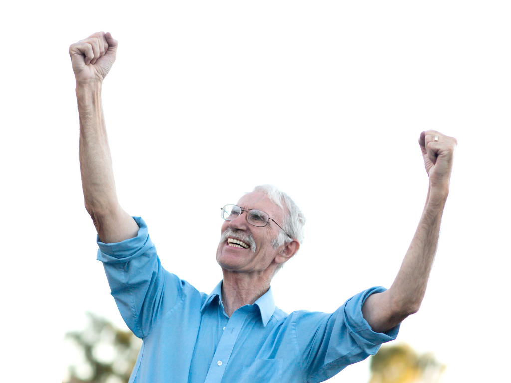 Older Man celebrating