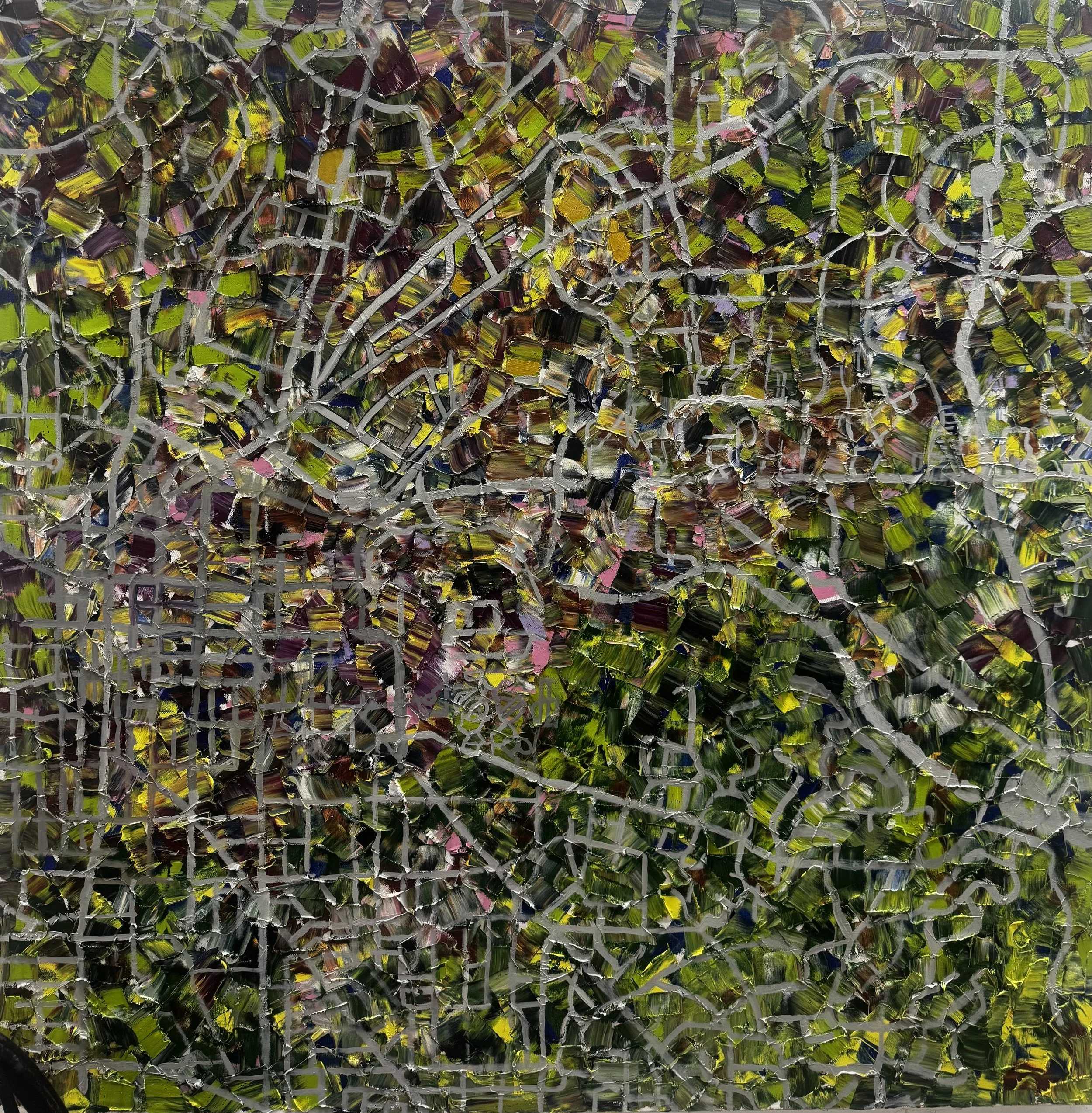   University of Michigan, Ann Arbor, Late Summer   48 × 48 inches  Oil on canvas  Private collection 