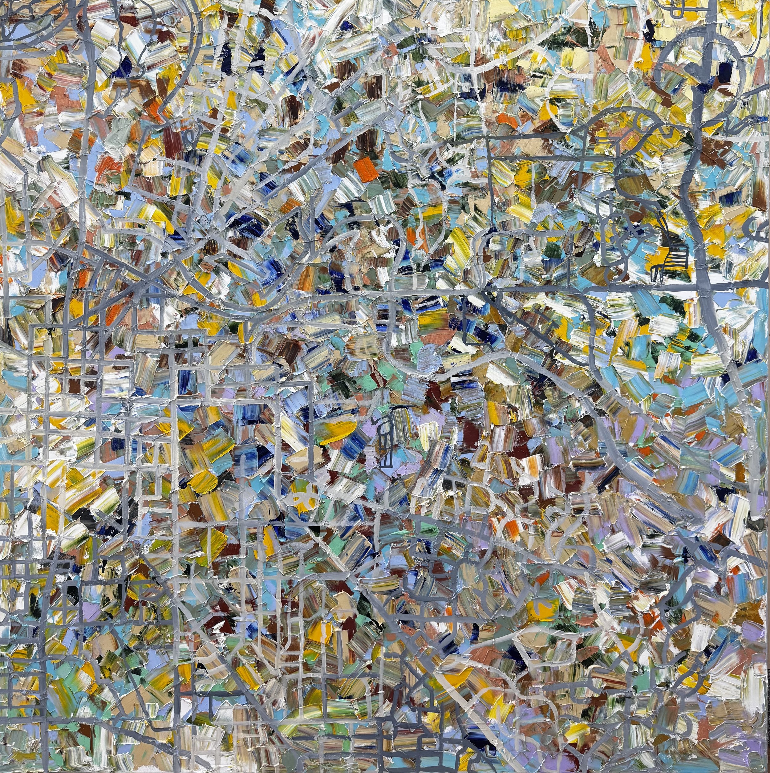   University of Michigan, Ann Arbor, Late Fall   48 × 48 inches  Oil on canvas  Private collection 