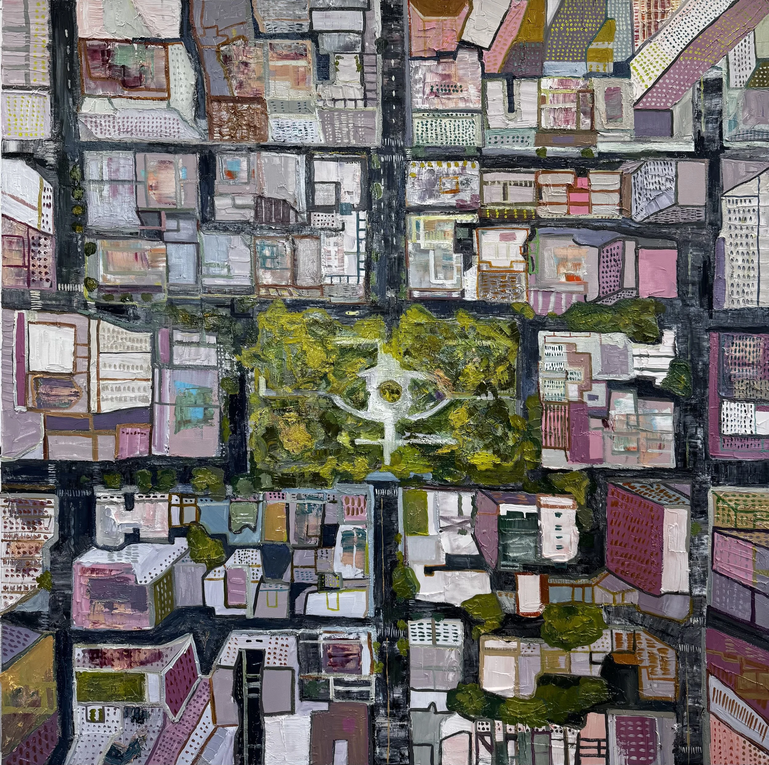   Gramercy Park   48 × 48 inches  Mixed media 