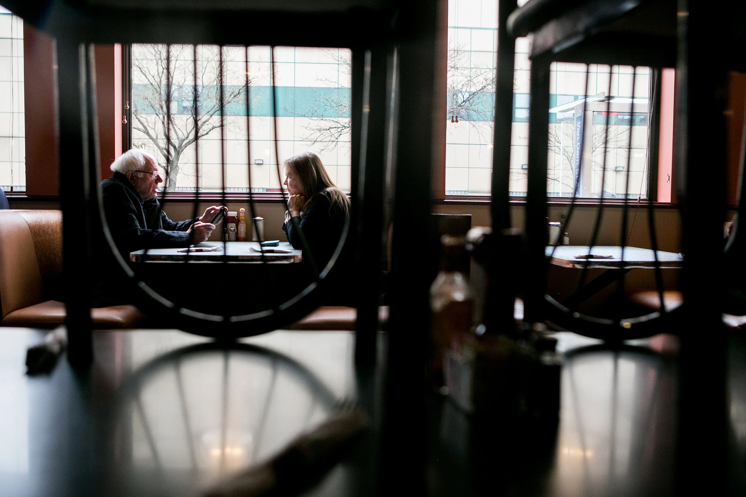 Bernie and his wife Jane have lunch at Van Dam Diner in Queens.