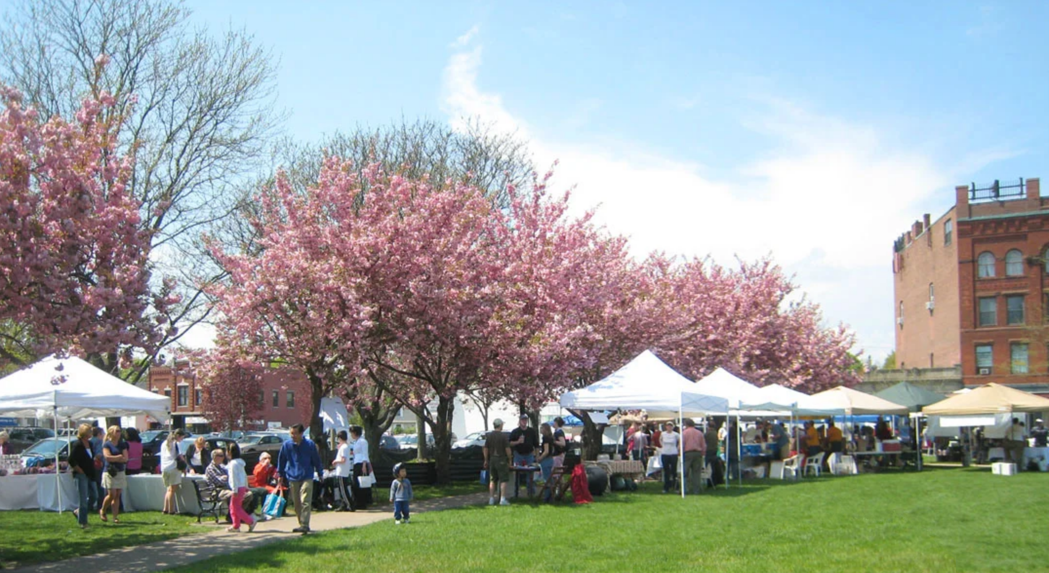 People at outdoor farmers market