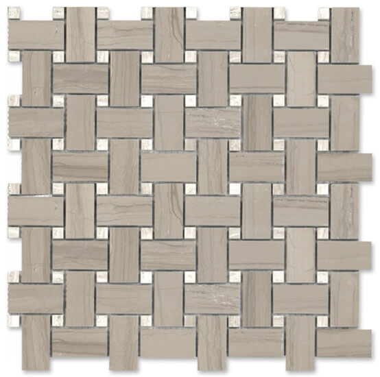 Athena Gris Basketweave w/Bianco Wood Dots GM.ATH.GR/BWD.DOT.BW | IN STOCK