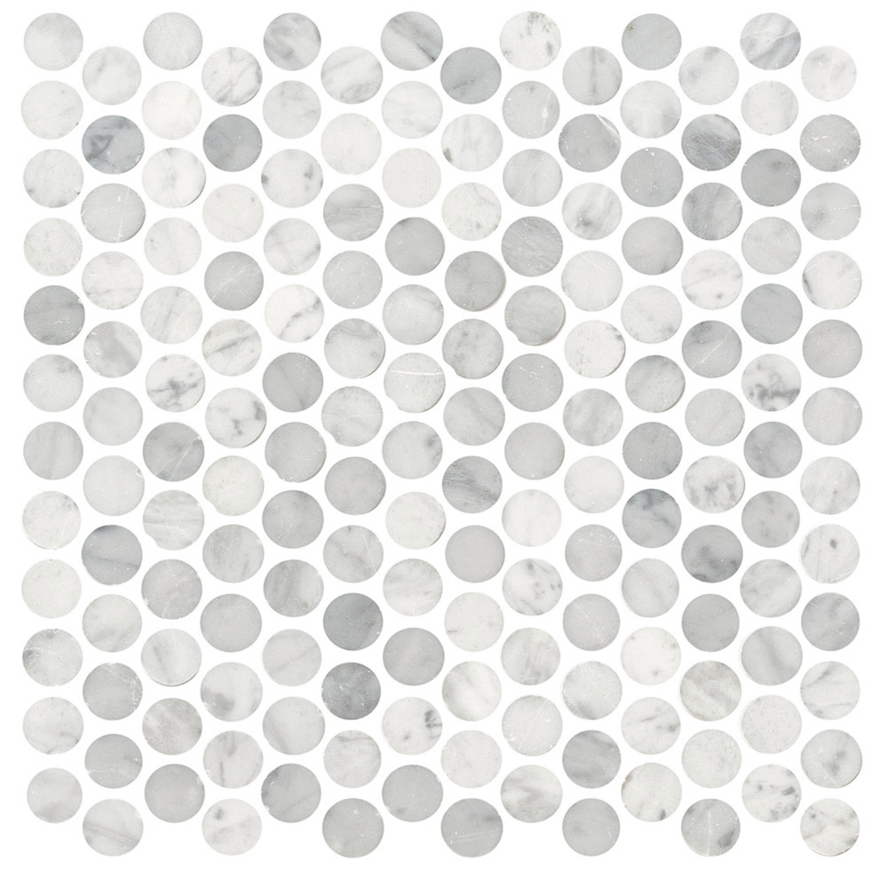 1” x 1” Penny Round Honed | IC.WHITE.CARRARA.PENNY.ROUND