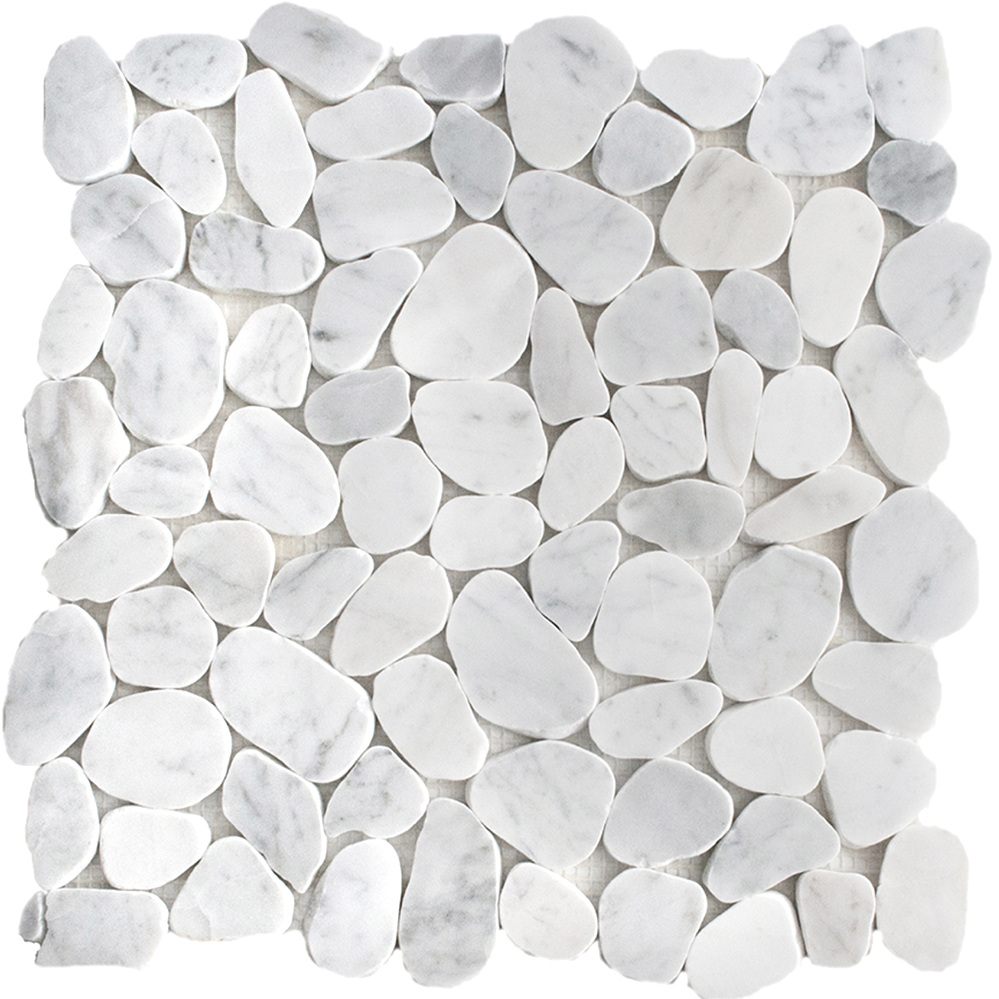 Sliced Pebbles Polished | IC.WHITE.CARRARA.RIVER.ROCKS